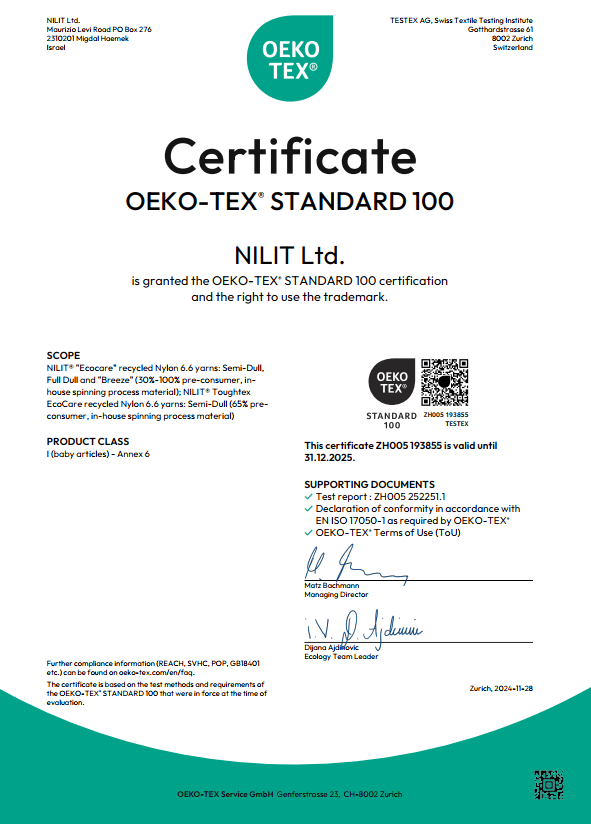 Oeko-Tex for Recycled Yarn