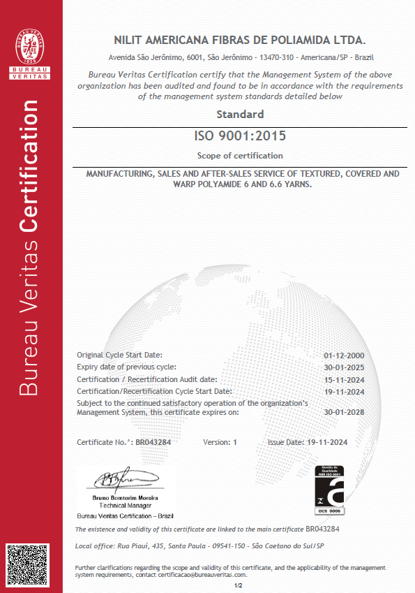 ISO 9001 – Nilit Brazil (NIB)